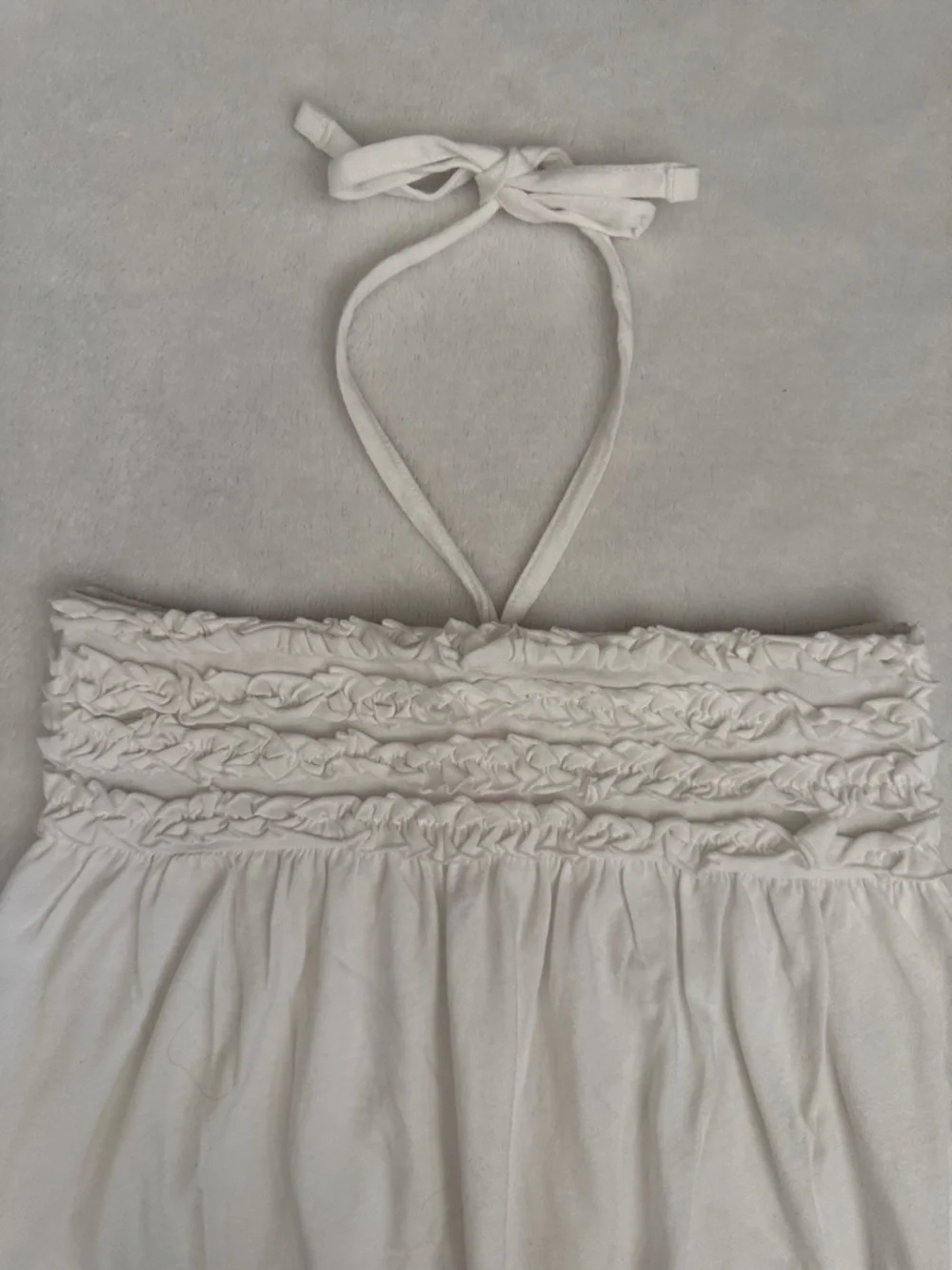 Xhilaration | Ruffle Smocked Halter Tie Neck Swim Coverup Dress White (M 7/8) - Picture 2 of 11